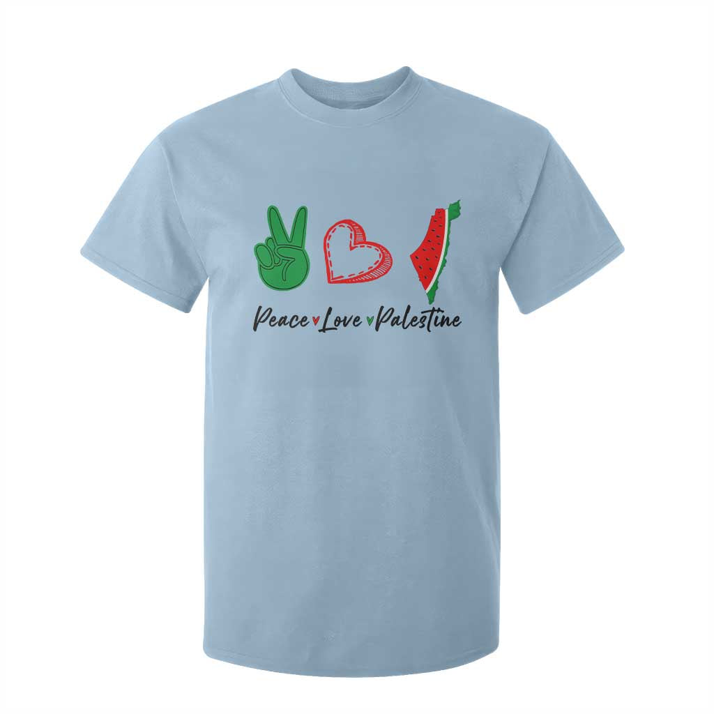 Peace Love Palestine T Shirt For Kid Gaza Palestinian Flag TS10 Light Blue Print Your Wear
