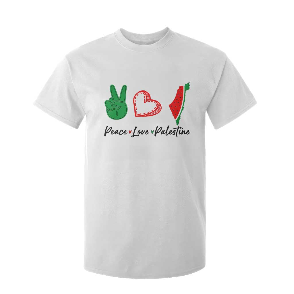 Peace Love Palestine T Shirt For Kid Gaza Palestinian Flag TS10 White Print Your Wear