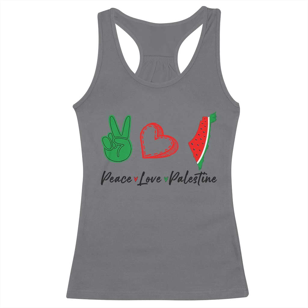 Peace Love Palestine Racerback Tank Top Gaza Palestinian Flag TS10 Charcoal Print Your Wear