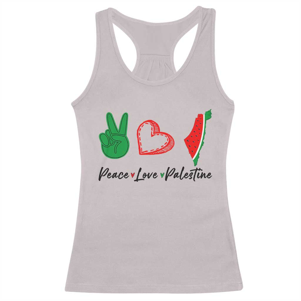 Peace Love Palestine Racerback Tank Top Gaza Palestinian Flag TS10 Ice Gray Print Your Wear