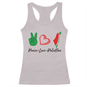 Peace Love Palestine Racerback Tank Top Gaza Palestinian Flag TS10 Ice Gray Print Your Wear