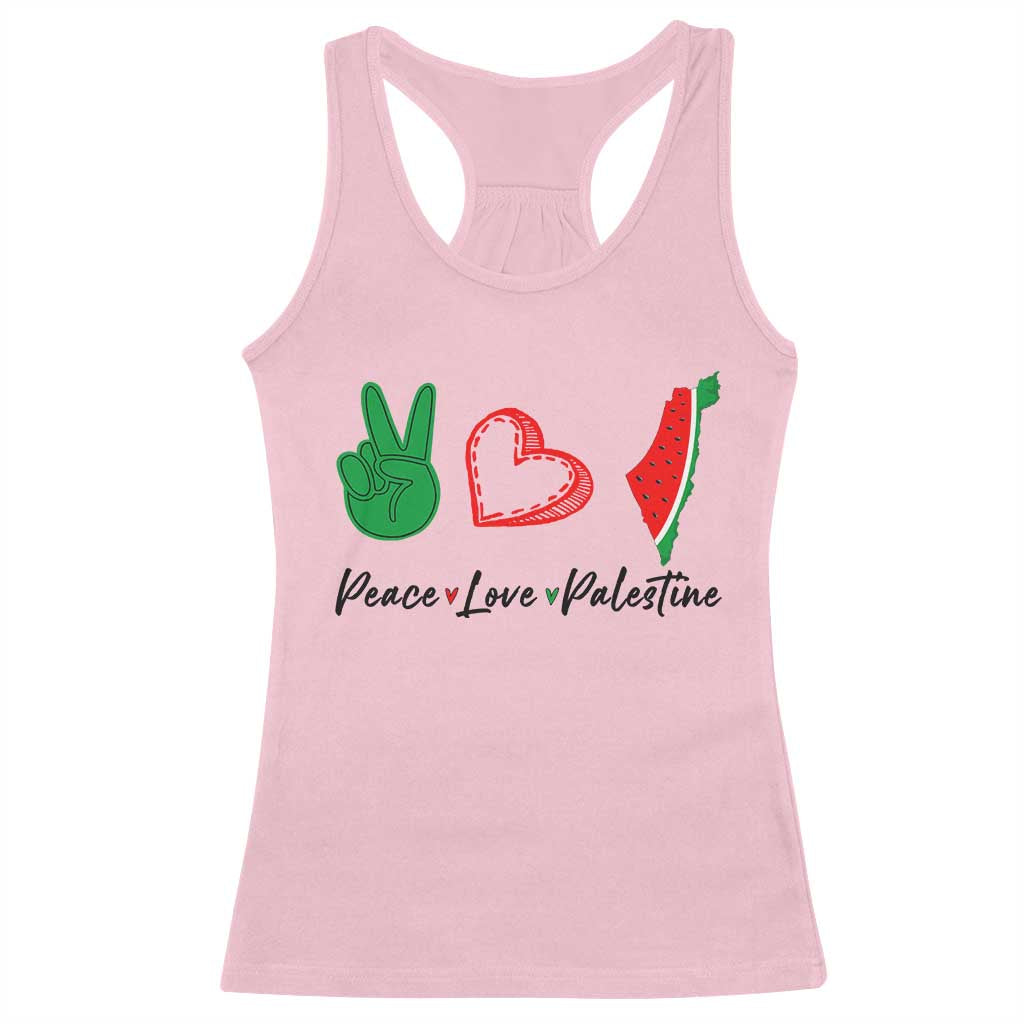 Peace Love Palestine Racerback Tank Top Gaza Palestinian Flag TS10 Light Pink Print Your Wear