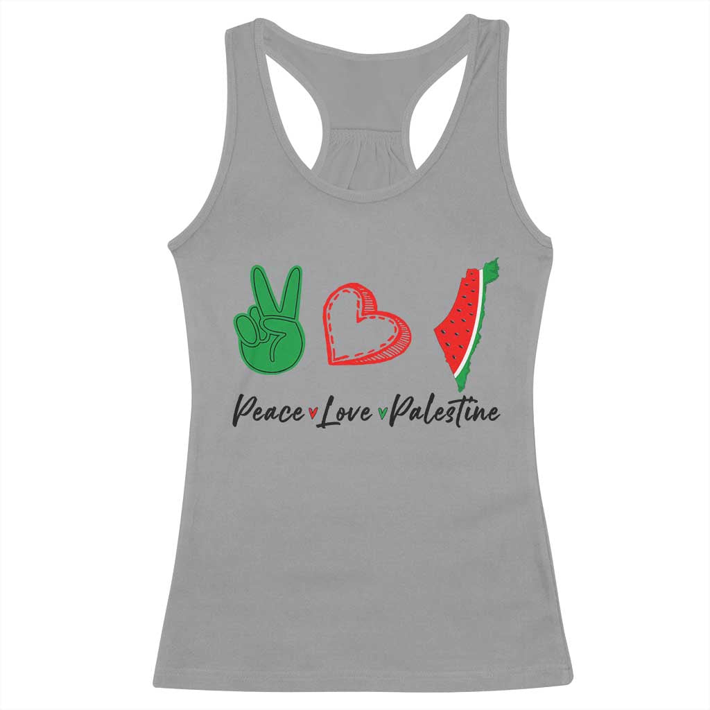 Peace Love Palestine Racerback Tank Top Gaza Palestinian Flag TS10 Sport Gray Print Your Wear