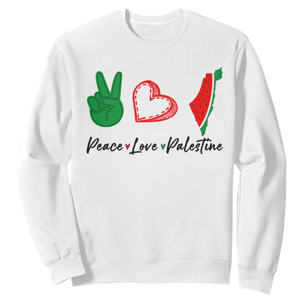 Peace Love Palestine Sweatshirt Gaza Palestinian Flag TS10 White Print Your Wear