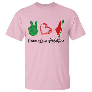 Peace Love Palestine T Shirt Gaza Palestinian Flag TS10 Light Pink Print Your Wear