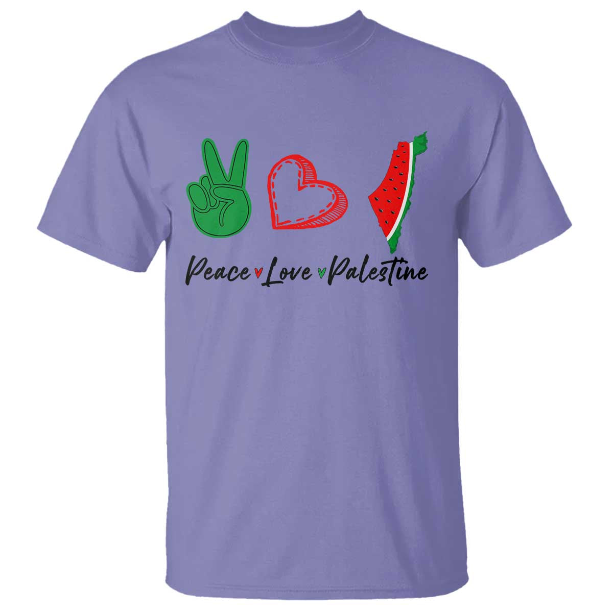 Peace Love Palestine T Shirt Gaza Palestinian Flag TS10 Violet Print Your Wear