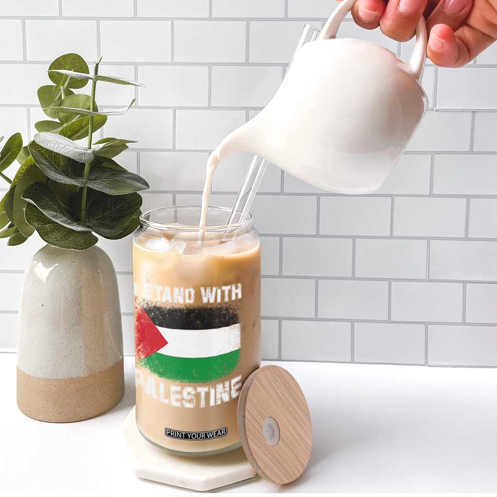 Stand With Palestine Glass Can Gaza Palestinian Flag TS10 Print Your Wear