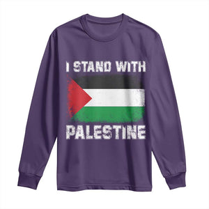 Stand With Palestine Long Sleeve Shirt Gaza Palestinian Flag TS10 Purple Print Your Wear