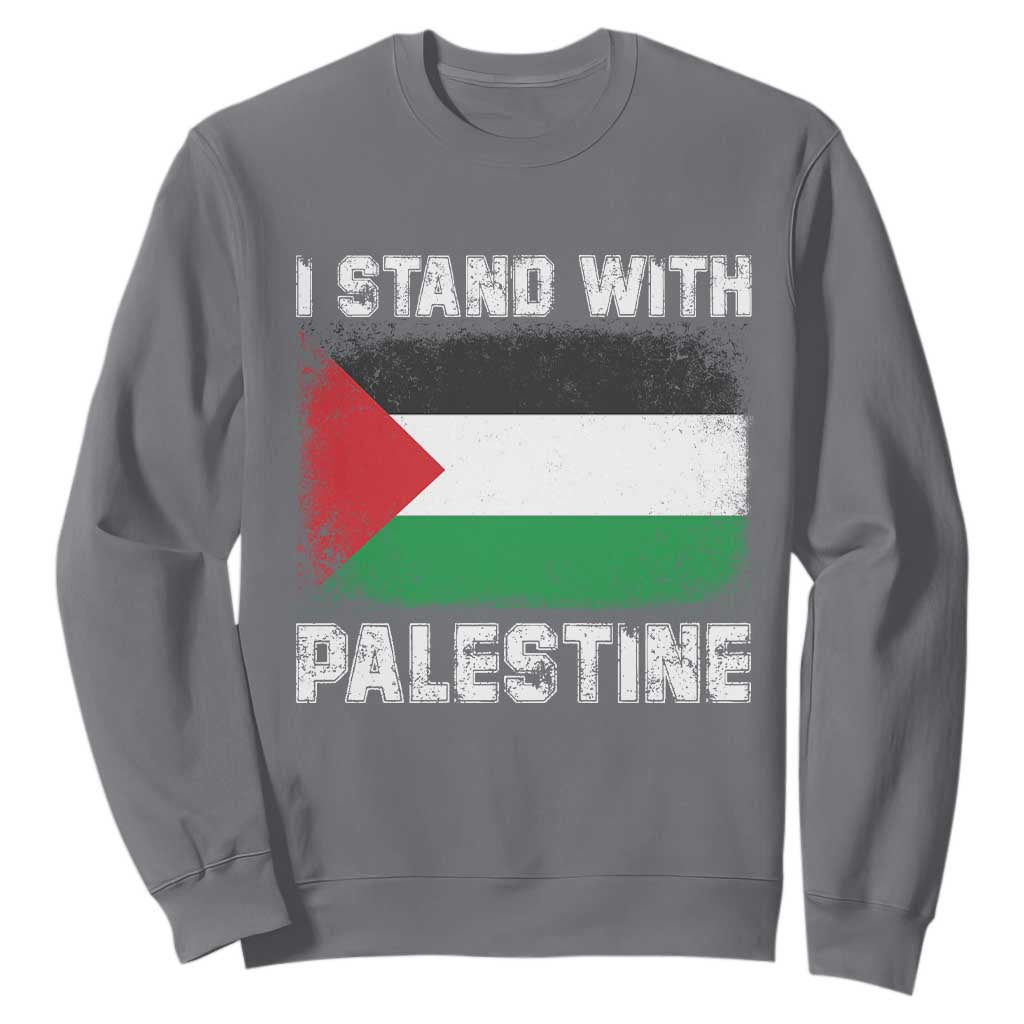 Stand With Palestine Sweatshirt Gaza Palestinian Flag TS10 Charcoal Print Your Wear