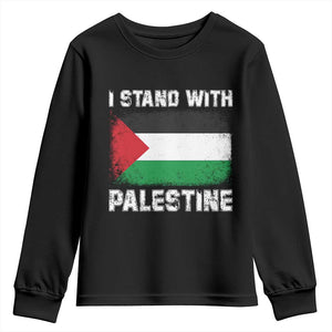 Stand With Palestine Youth Sweatshirt Gaza Palestinian Flag TS10 Black Print Your Wear