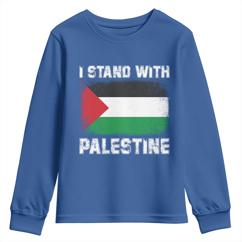 Stand With Palestine Youth Sweatshirt Gaza Palestinian Flag TS10 Royal Blue Print Your Wear