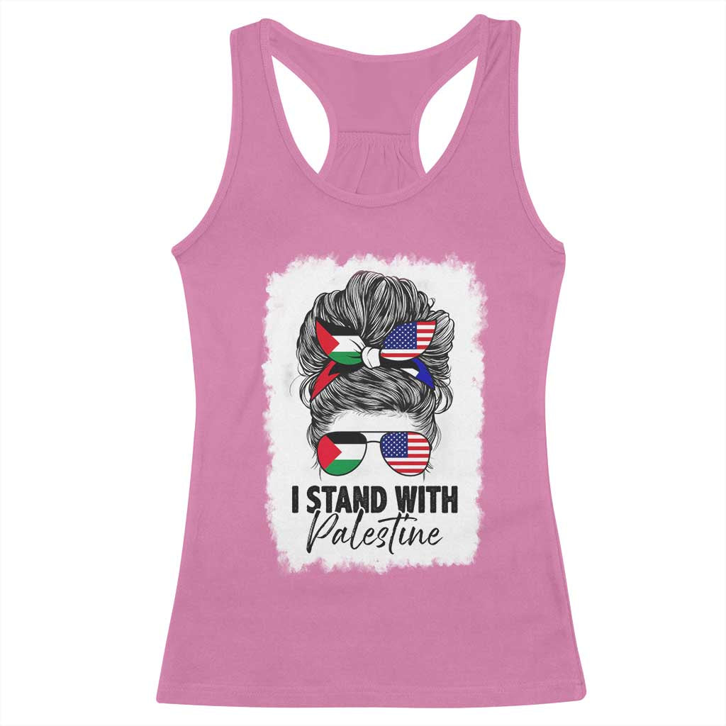 Stand With Palestine Racerback Tank Top Messy Bun Gaza Palestinian Flag TS10 Azalea Print Your Wear