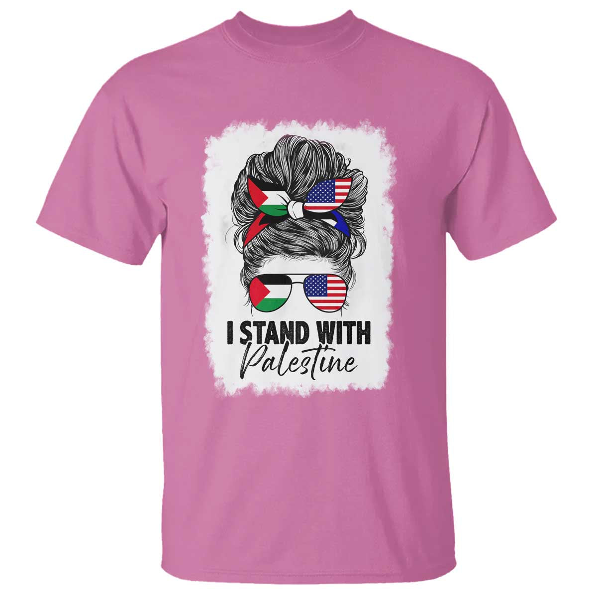 Stand With Palestine T Shirt Messy Bun Gaza Palestinian Flag TS10 Azalea Print Your Wear