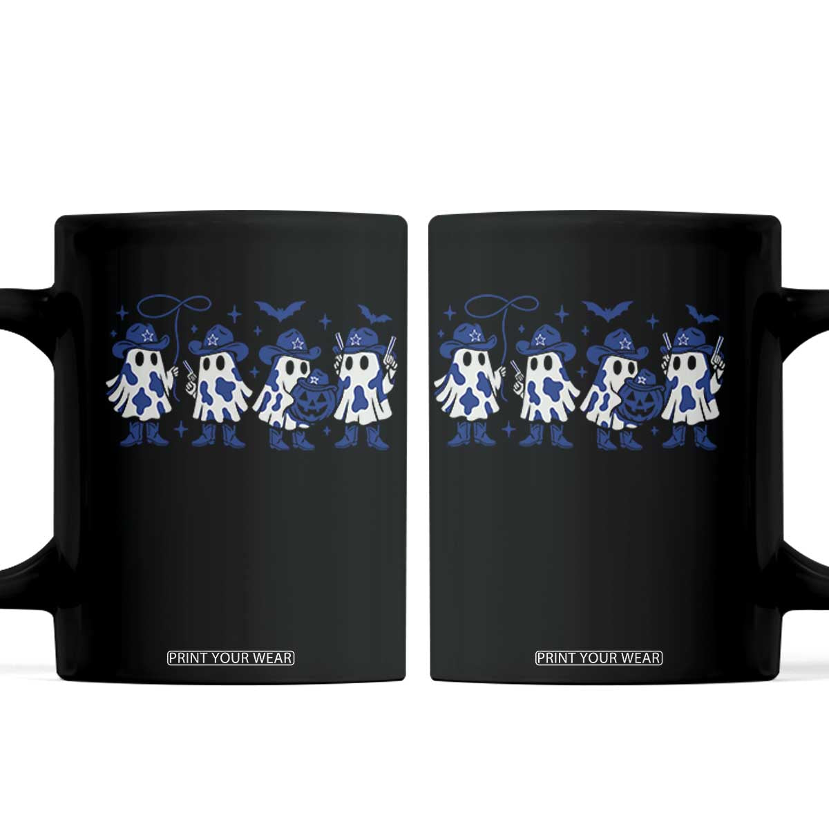 Ghost Halloween Coffee Mug Retro Halloween Costume Cowboy Fan TS10 Black Print Your Wear