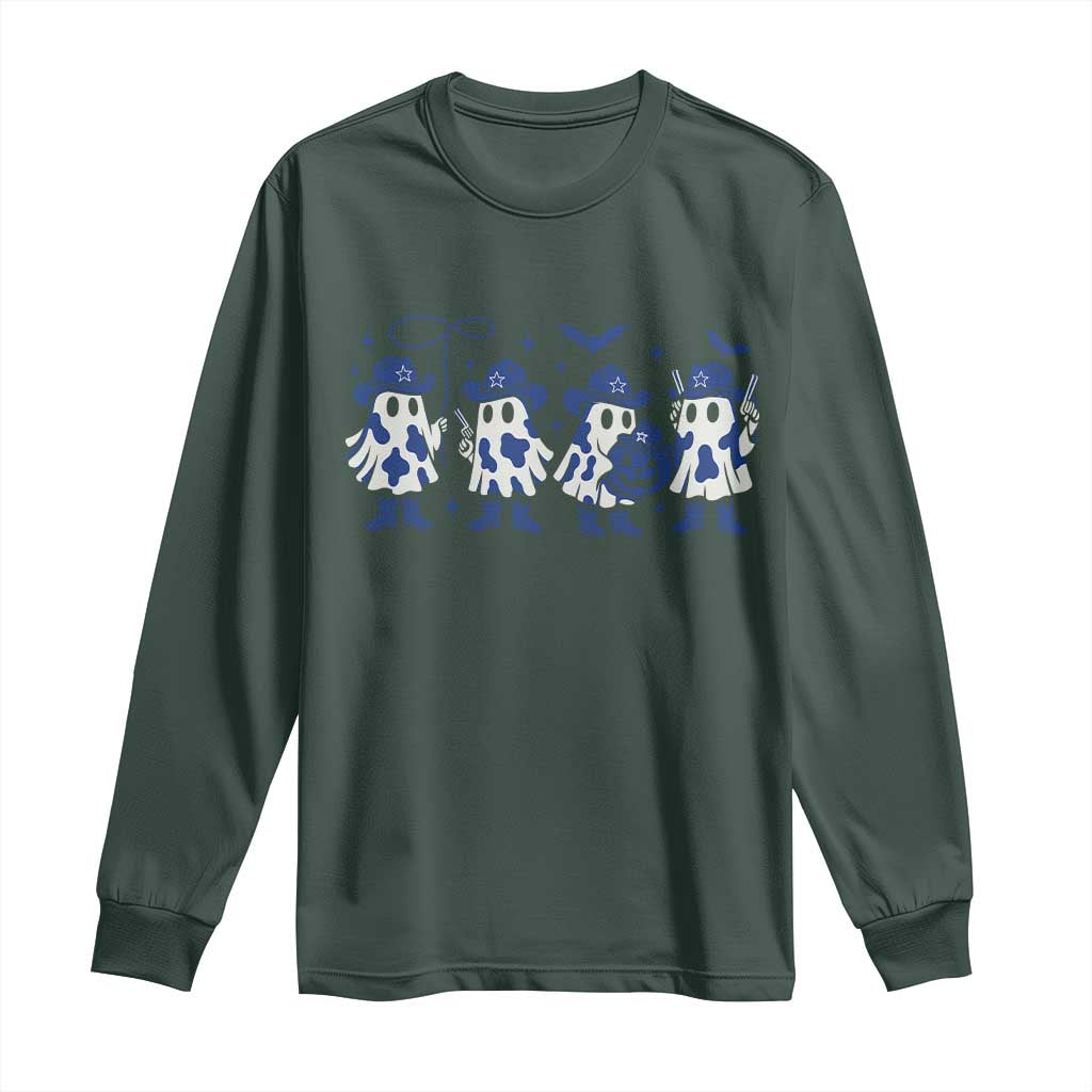 Ghost Halloween Long Sleeve Shirt Retro Halloween Costume Cowboy Fan TS10 Dark Forest Green Print Your Wear