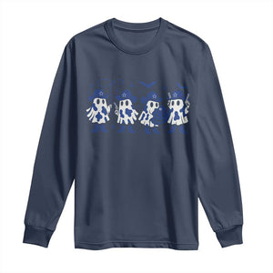 Ghost Halloween Long Sleeve Shirt Retro Halloween Costume Cowboy Fan TS10 Navy Print Your Wear