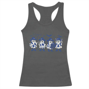 Ghost Halloween Racerback Tank Top Retro Halloween Costume Cowboy Fan TS10 Dark Heather Print Your Wear