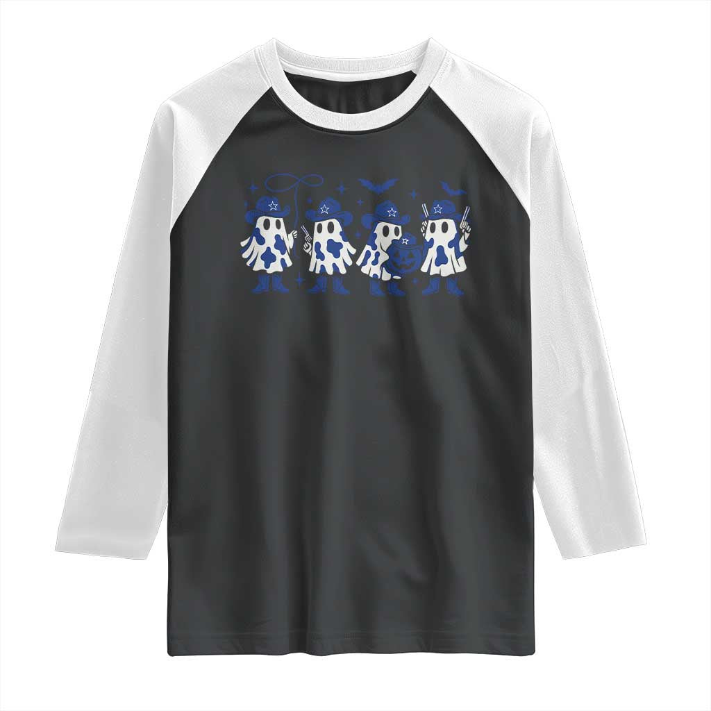 Ghost Halloween Raglan Shirt Retro Halloween Costume Cowboy Fan TS10 Black White Print Your Wear