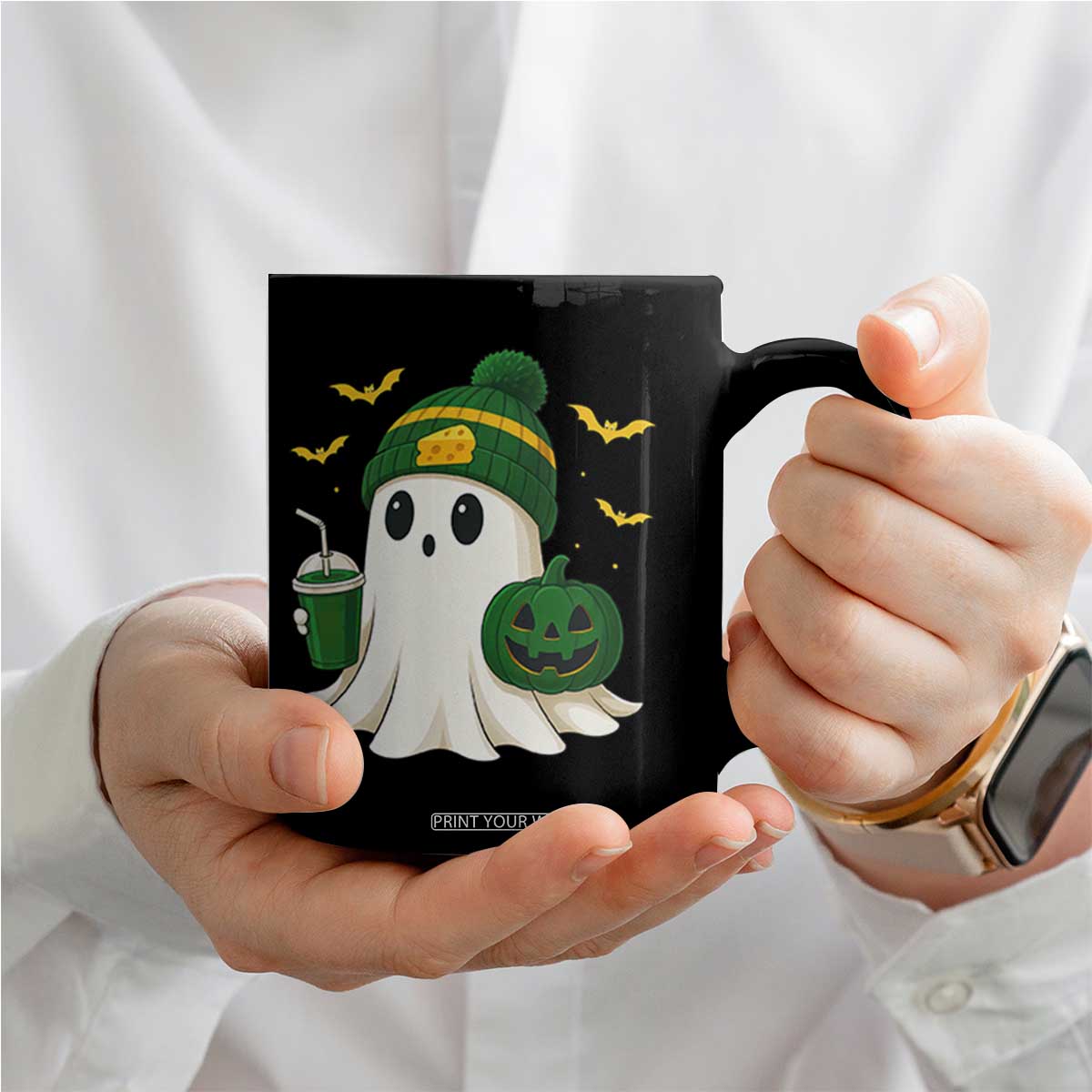 Halloween GB Ghost Coffee Mug Pumpkin Ghost Costume Cheesehead TS10 Print Your Wear
