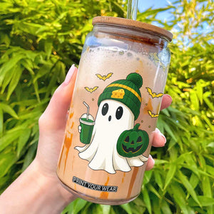 Halloween GB Ghost Glass Can Pumpkin Ghost Costume Cheesehead TS10 Black Print Your Wear