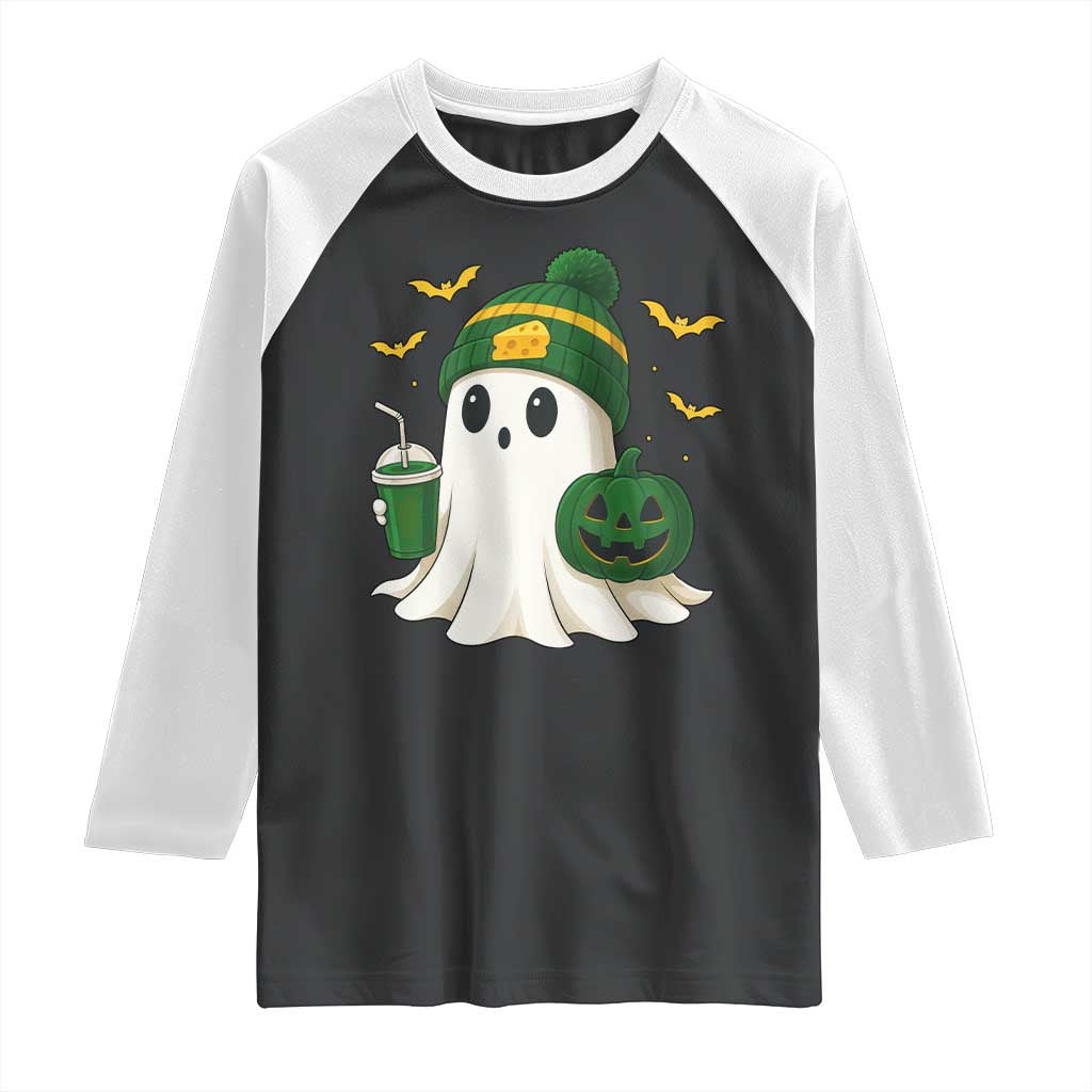 Halloween GB Ghost Raglan Shirt Pumpkin Ghost Costume Cheesehead TS10 Black White Print Your Wear