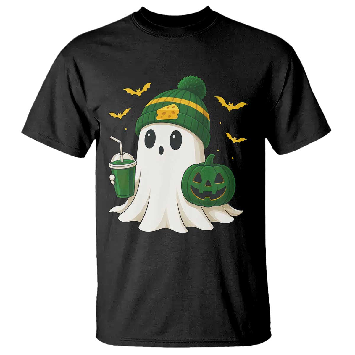 Halloween GB Ghost T Shirt Pumpkin Ghost Costume Cheesehead TS10 Black Print Your Wear