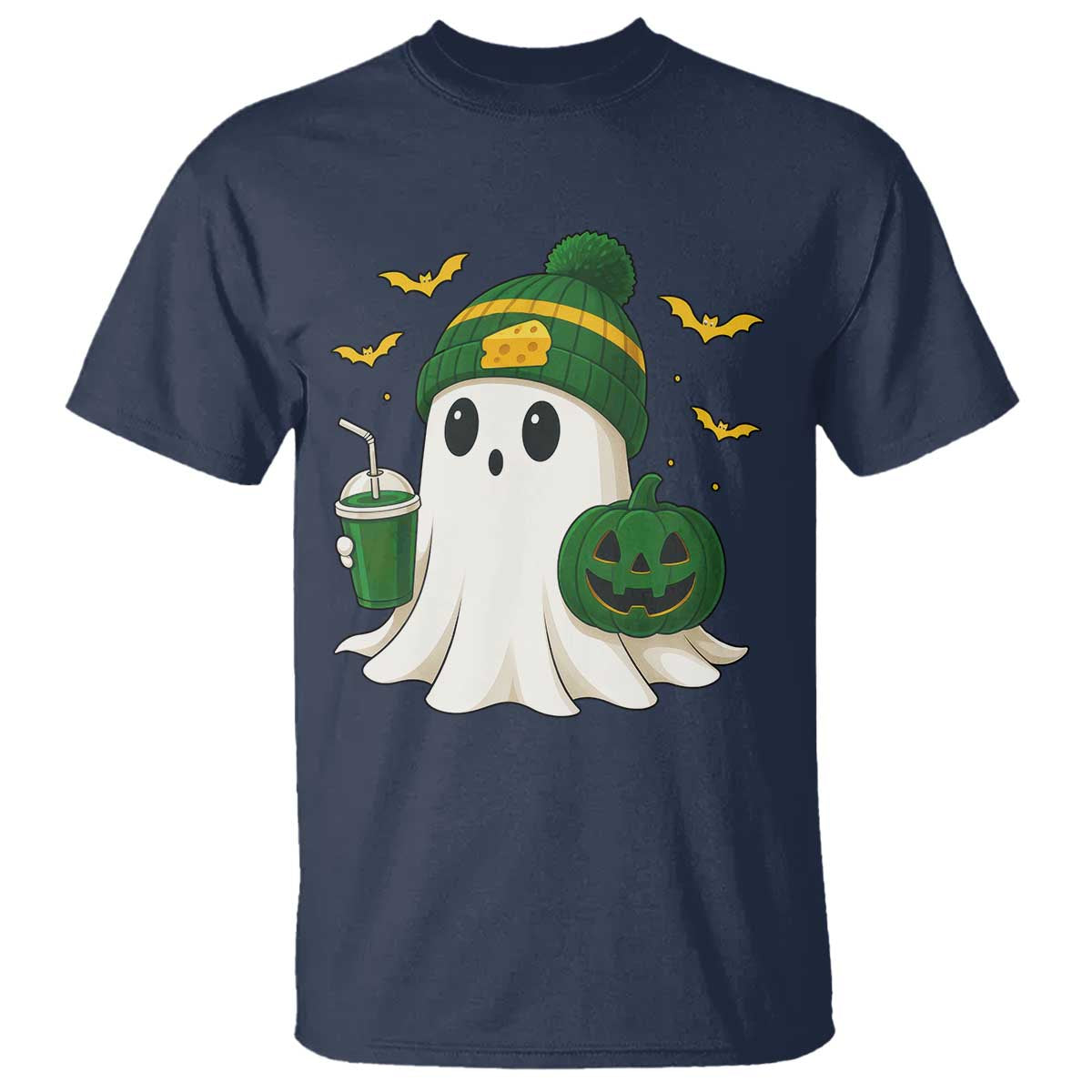 Halloween GB Ghost T Shirt Pumpkin Ghost Costume Cheesehead TS10 Navy Print Your Wear