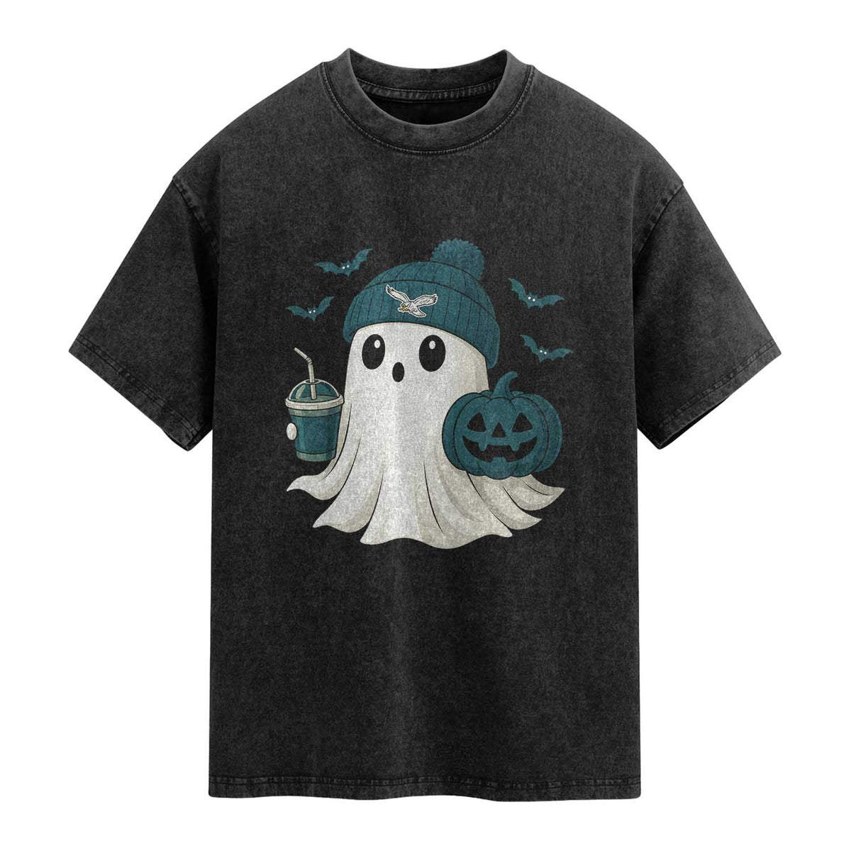 PFE Ghost Halloween Washed Cotton T-Shirt Retro Halloween Costume Philly Lover TS10 Black Print Your Wear