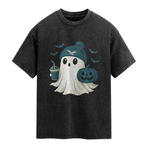 PFE Ghost Halloween Washed Cotton T-Shirt Retro Halloween Costume Philly Lover TS10 Black Print Your Wear