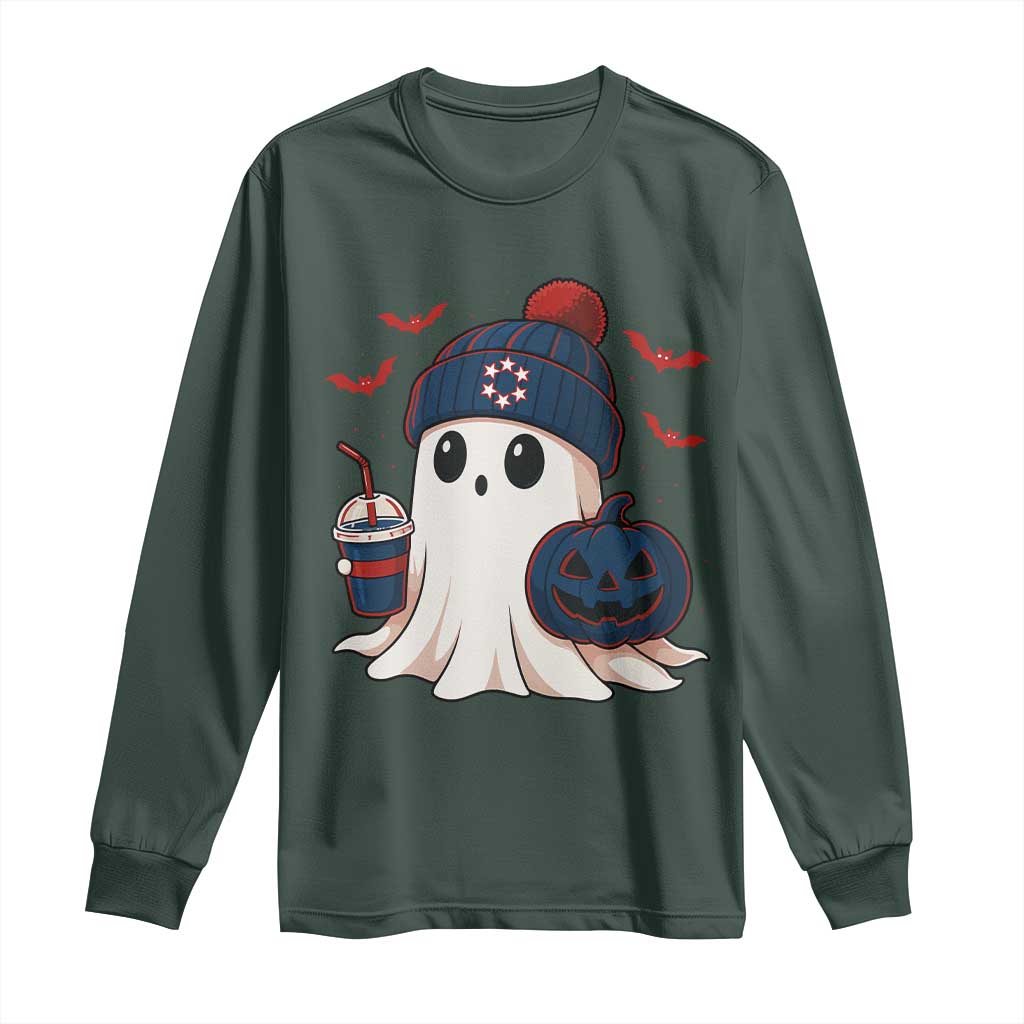 Ghost Halloween Long Sleeve Shirt Retro Patriot Halloween Costume TS10 Dark Forest Green Print Your Wear