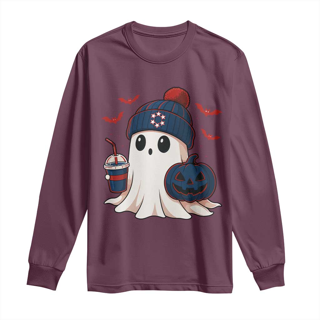 Ghost Halloween Long Sleeve Shirt Retro Patriot Halloween Costume TS10 Maroon Print Your Wear