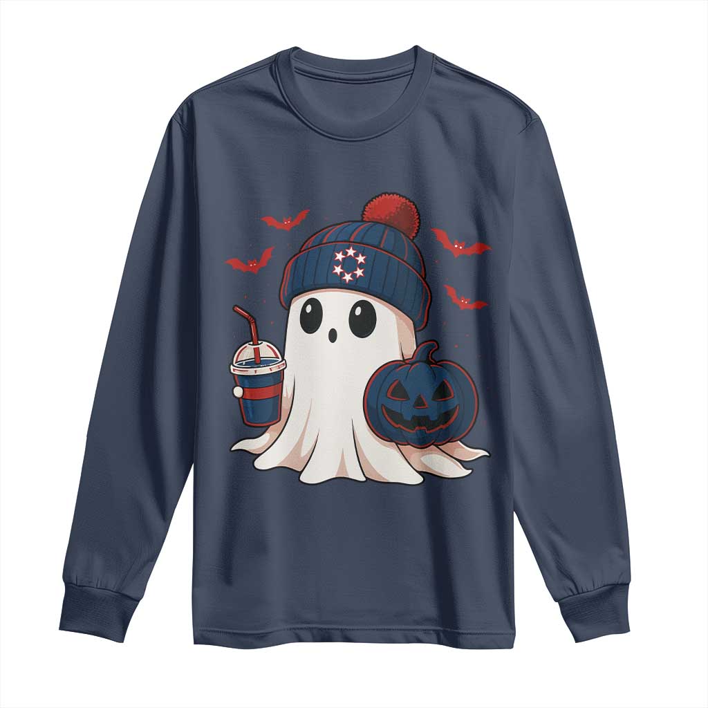 Ghost Halloween Long Sleeve Shirt Retro Patriot Halloween Costume TS10 Navy Print Your Wear