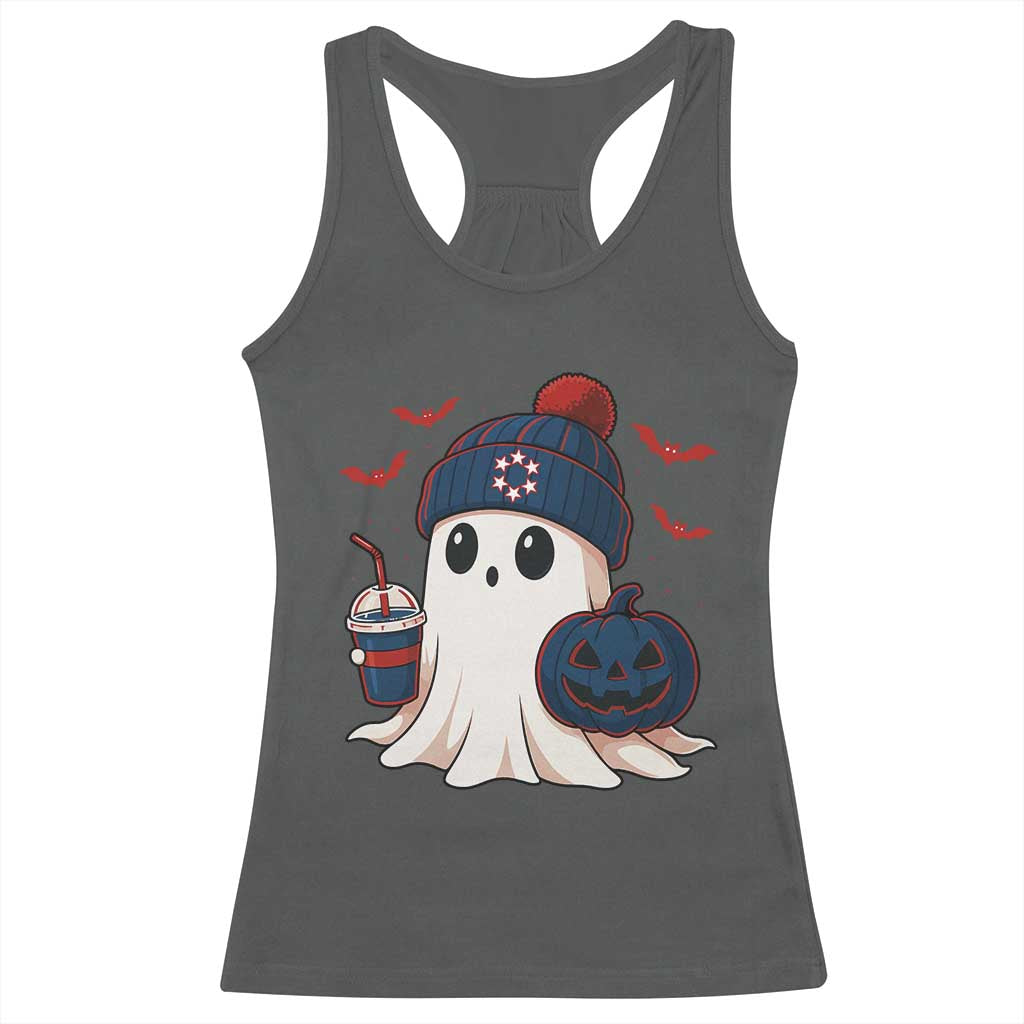 Ghost Halloween Racerback Tank Top Retro Patriot Halloween Costume TS10 Dark Heather Print Your Wear