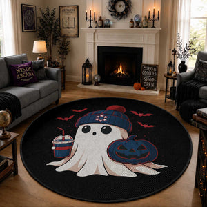 Ghost Halloween Round Rug Retro Patriots Halloween Costume