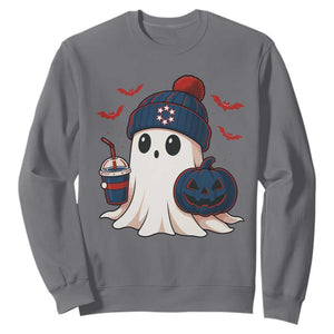 Ghost Halloween Sweatshirt Retro Patriot Halloween Costume TS10 Charcoal Print Your Wear