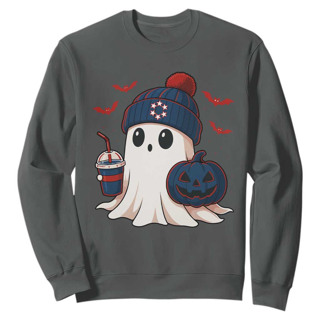 Ghost Halloween Sweatshirt Retro Patriot Halloween Costume TS10 Dark Heather Print Your Wear