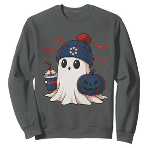 Ghost Halloween Sweatshirt Retro Patriot Halloween Costume TS10 Dark Heather Print Your Wear