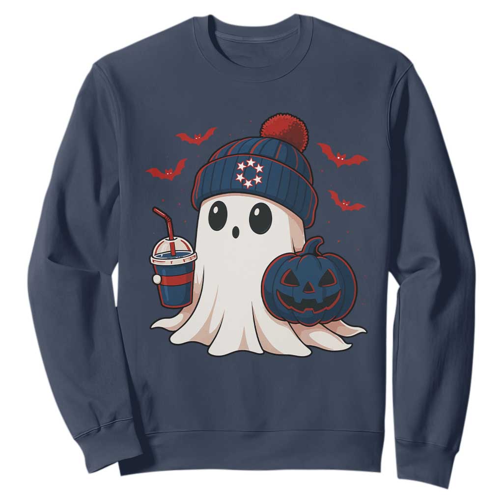 Ghost Halloween Sweatshirt Retro Patriot Halloween Costume TS10 Navy Print Your Wear
