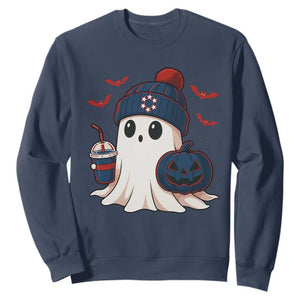 Ghost Halloween Sweatshirt Retro Patriot Halloween Costume TS10 Navy Print Your Wear