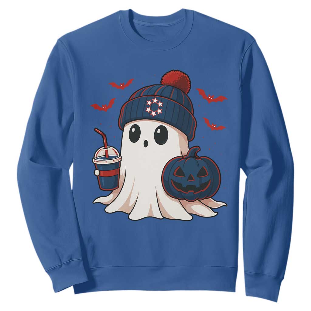 Ghost Halloween Sweatshirt Retro Patriot Halloween Costume TS10 Royal Blue Print Your Wear