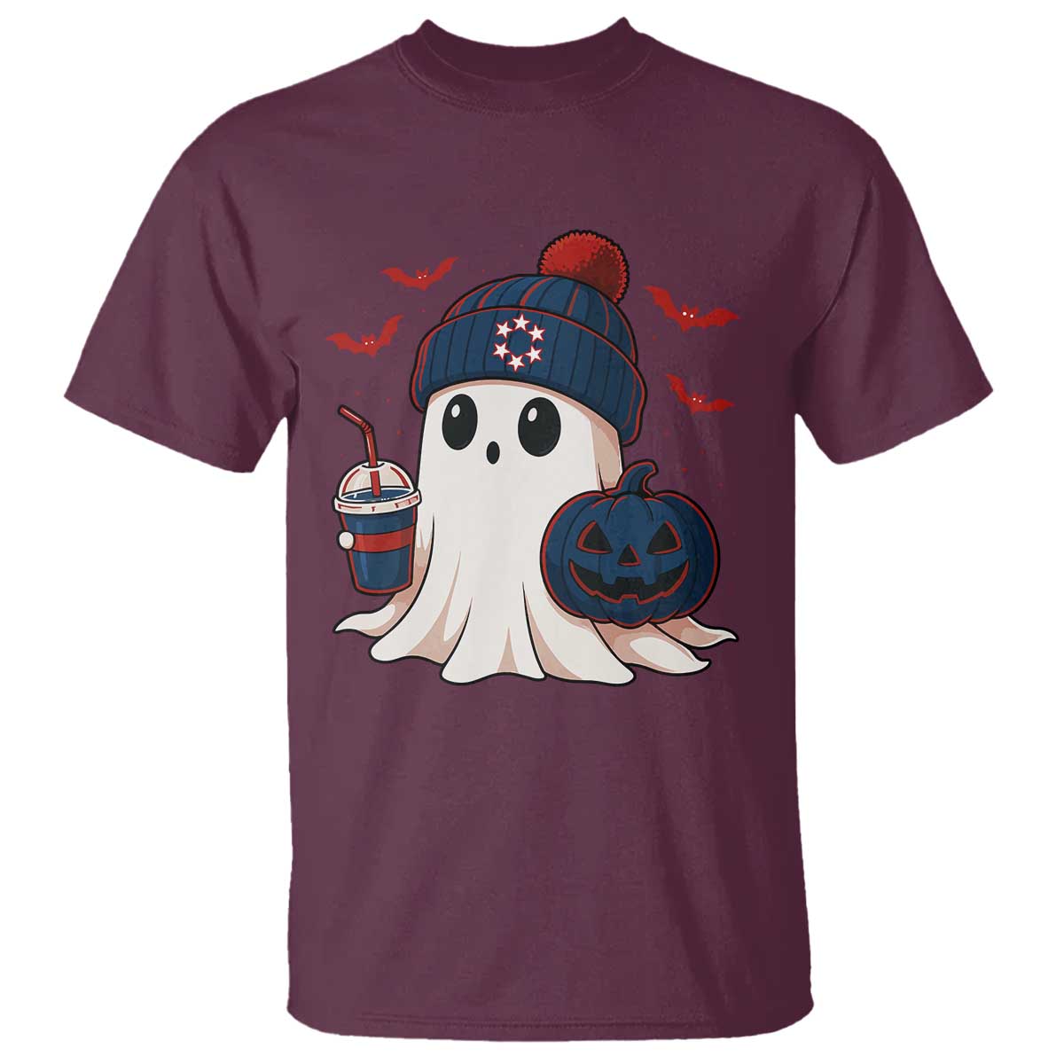 Ghost Halloween T Shirt Retro Patriot Halloween Costume TS10 Maroon Print Your Wear