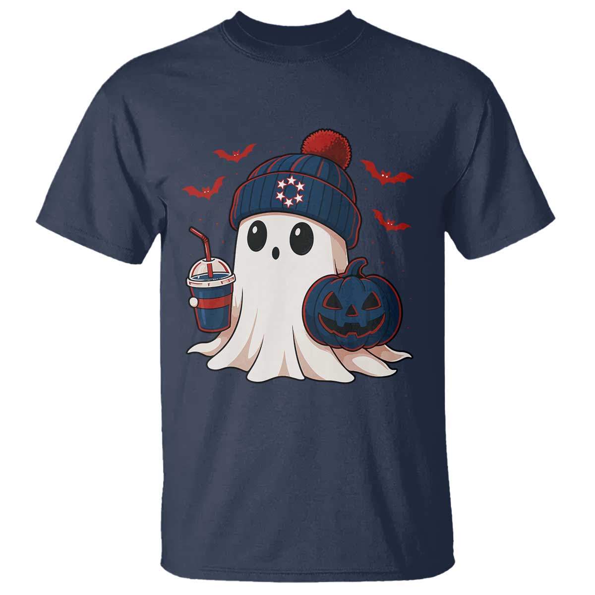Ghost Halloween T Shirt Retro Patriot Halloween Costume TS10 Navy Print Your Wear