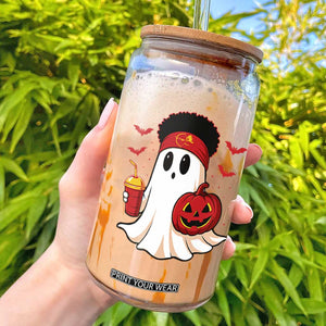 Halloween KC Ghost Glass Can Pumpkin Ghost Costume Football TS10 Black Print Your Wear