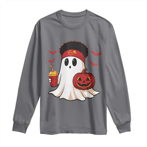 Halloween KC Ghost Long Sleeve Shirt Pumpkin Ghost Costume Football TS10 Charcoal Print Your Wear