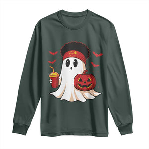 Halloween KC Ghost Long Sleeve Shirt Pumpkin Ghost Costume Football TS10 Dark Forest Green Print Your Wear