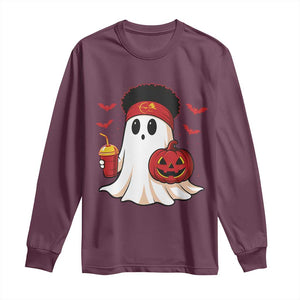 Halloween KC Ghost Long Sleeve Shirt Pumpkin Ghost Costume Football TS10 Maroon Print Your Wear