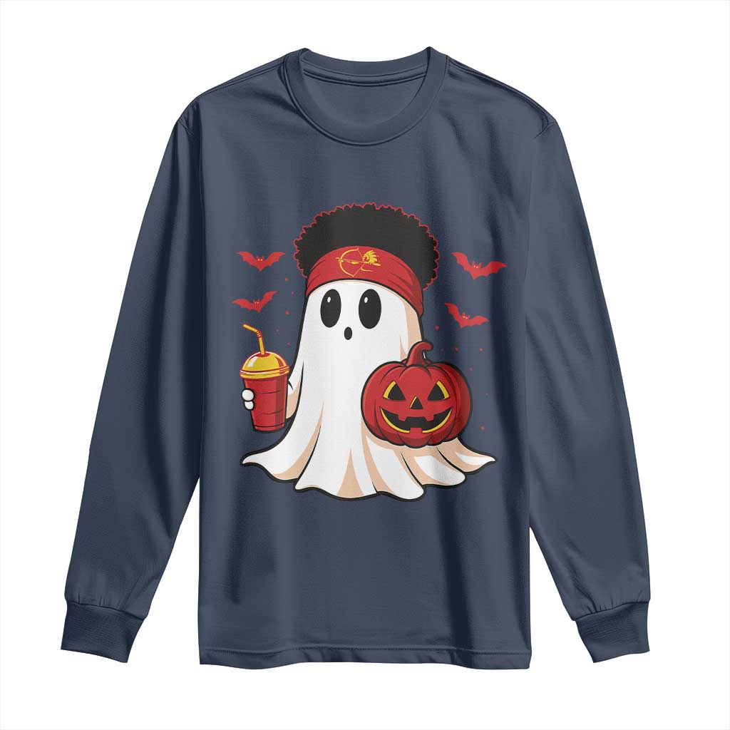 Halloween KC Ghost Long Sleeve Shirt Pumpkin Ghost Costume Football TS10 Navy Print Your Wear