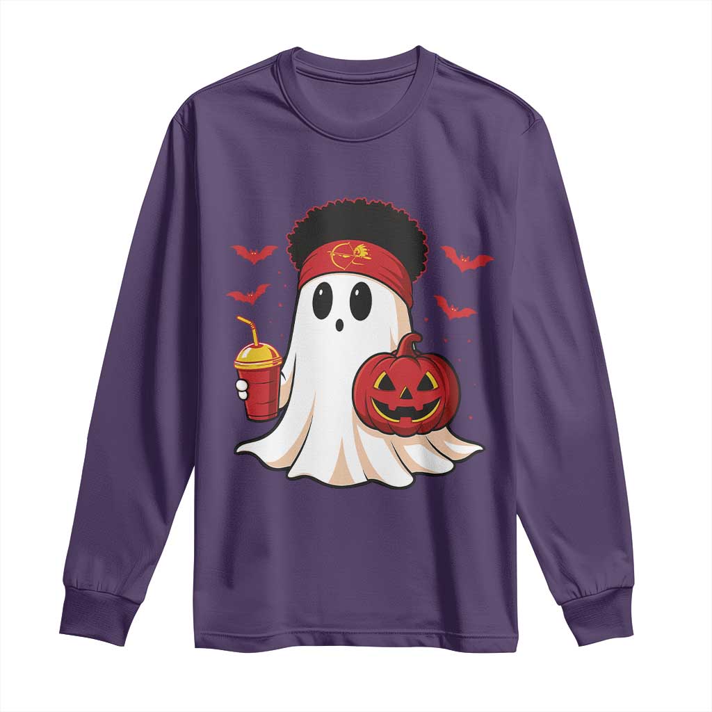 Halloween KC Ghost Long Sleeve Shirt Pumpkin Ghost Costume Football TS10 Purple Print Your Wear