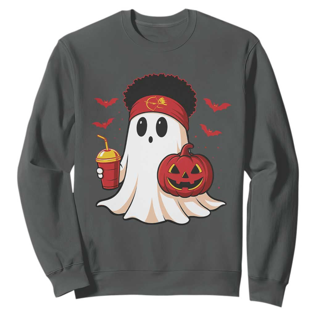 Halloween KC Ghost Sweatshirt Pumpkin Ghost Costume Football TS10 Dark Heather Print Your Wear