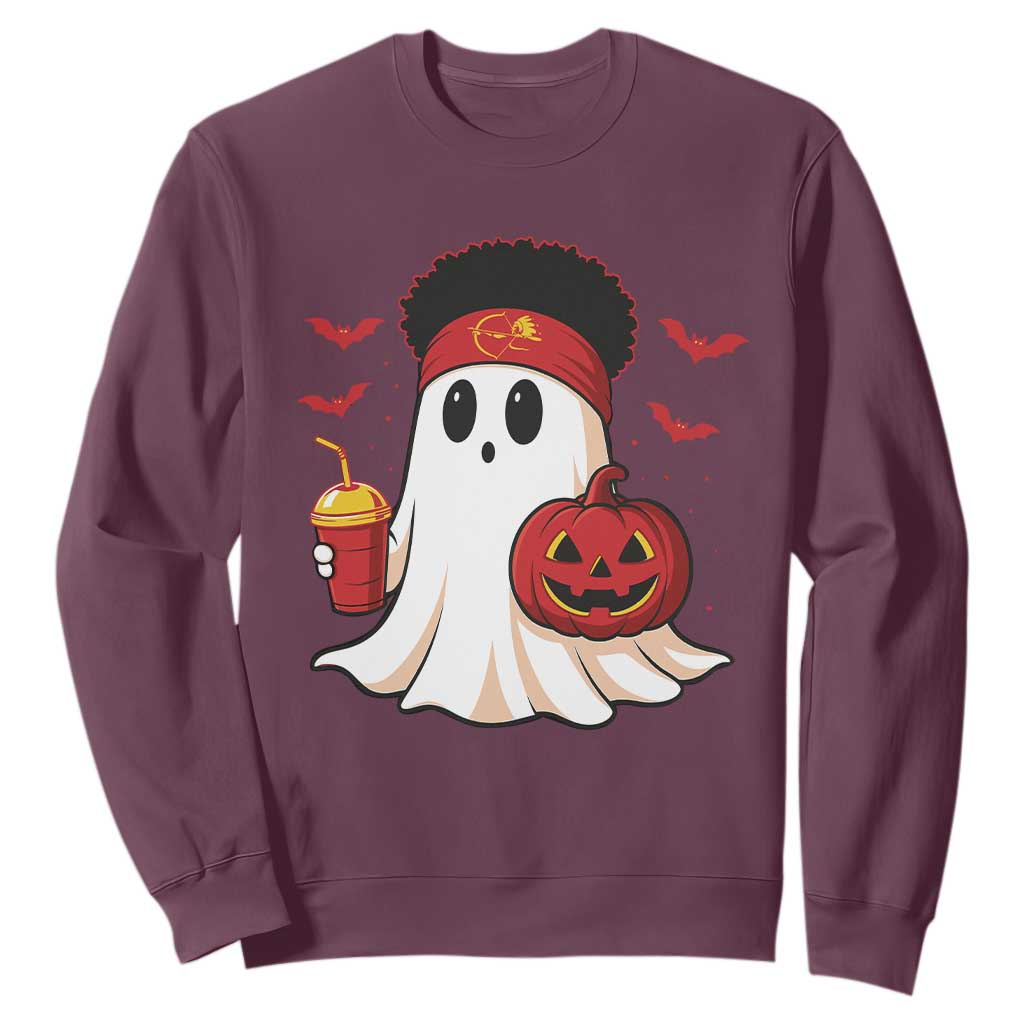 Halloween KC Ghost Sweatshirt Pumpkin Ghost Costume Football TS10 Maroon Print Your Wear